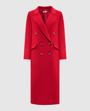 Twinset Красное двубортное пальто с шерстью 252LI2BBB