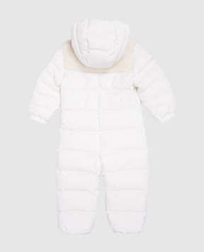 Moncler ENFANT Детский пуховый белый комбинезон Indro J29511G0000154A811824