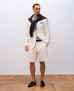 Brunello Cucinelli Голубое меланжевое поло с льном M2L707705