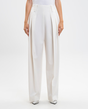 Victoria Beckham Білі штани з вовною з високою посадкою 1325WTR006479A