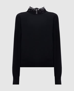 Twinset Чорний джемпер з мереживом 252TP3391