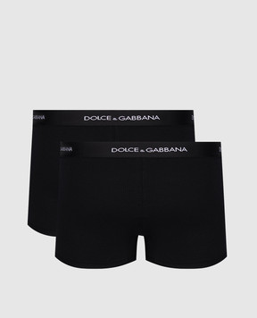 Dolce&Gabbana Набір чорних трусів-боксерів в рубчик з логотипом M9D87JONN96