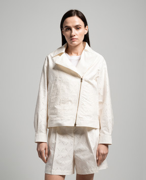 Herno Біла куртка в стилі косухи з вишивкою GI000226D13218RC1