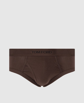 Tom Ford Коричневі труси-бріфи з логотипом T4LC12040