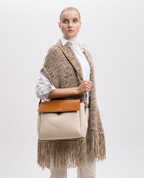 Gianni Chiarini Бежевая комбинированная сумка-сетчел Clio BS11620SALPL