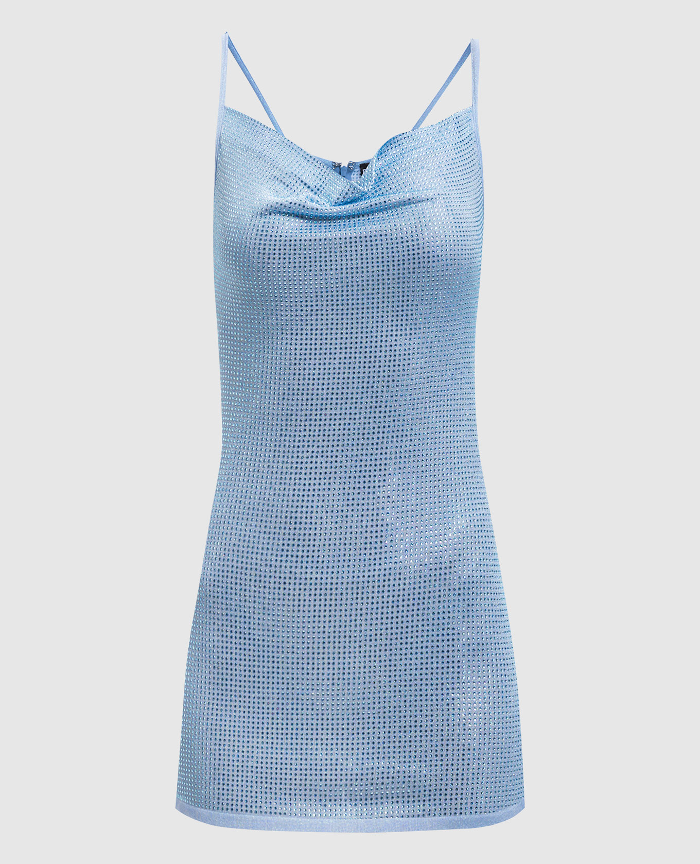 

Голубое платье мини с кристаллами, Голубой, Коктейльные платья