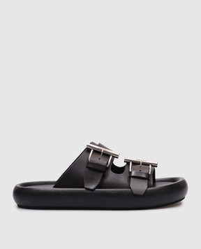 Alexander McQueen Чорні шкіряні шльопанці 809960WIACT