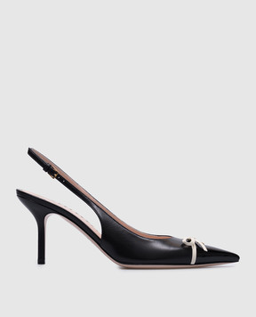 Valentino Черные кожаные босоножки с логотипом логотип 6W2S0LQ1DAL