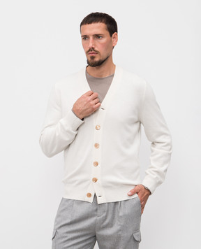 Brunello Cucinelli Белый кардиган из кашемира M22203806