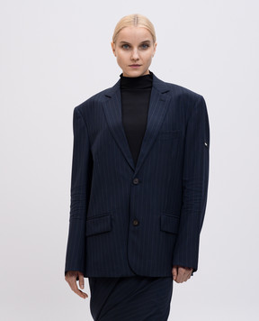 Balenciaga Синий жакет из шерсти в полоску 674431TST24