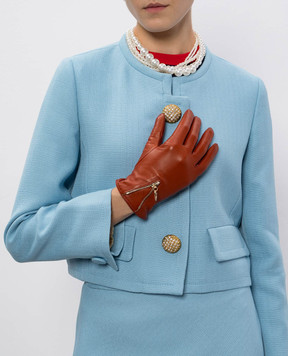 Sermoneta Gloves Коричневі шкіряні рукавички з блискавкою BS103
