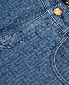 Balmain Дитячі сині джинси в брендовий принт BX6R50D00381214