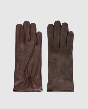 Sermoneta Gloves Коричневі шкіряні рукавички 469