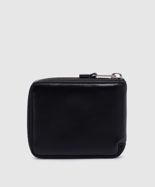 Palm Angels Черный кожаный кошелек с контрастным принтом логотипа PMNC025F24LEA001 изображение 2