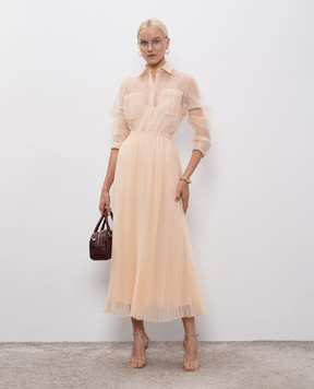 Ermanno Scervino Бежева спідниця-плісе з шовком D472O343XCK