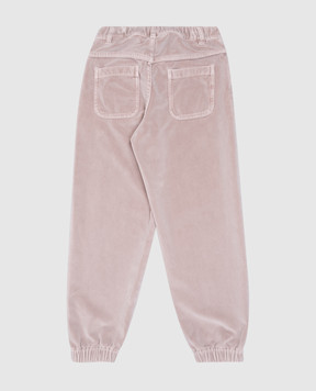 Brunello Cucinelli Детские розовые бархатные брюки джогеры с цепочкой мониль BB105P628B