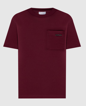 Brunello Cucinelli Бордова футболка з ланцюжком моніль MPT81EC710