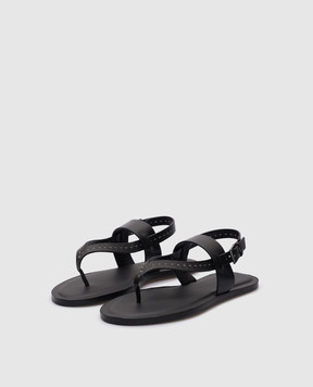 Max Mara Черные кожаные сандалии THONGSTITCH THONGSTITCH