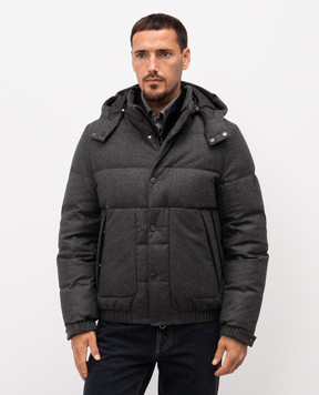 Stefano Ricci Серый пуховик из шерсти и кашемира M6J5400070MA0020