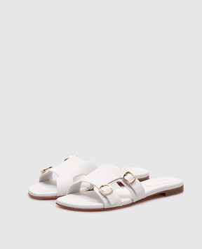 Santoni Белые кожаные шлепанцы WHPF70071HA1TLGA