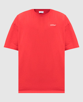 Off-White Красная футболка с принтом 3D OMAA161F24JER005