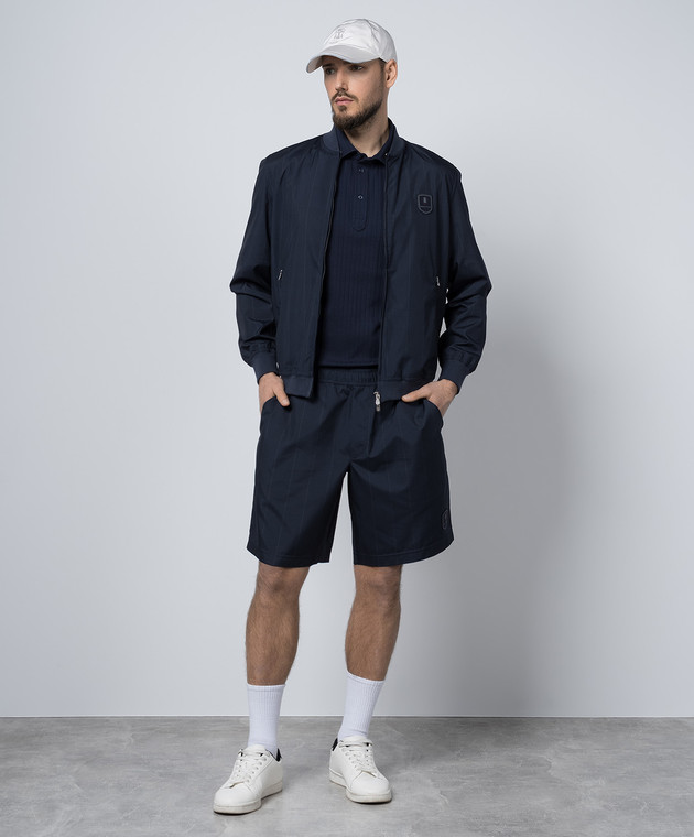 Brunello Cucinelli Голубое поло в рубчике с нашивкой логотипа MW8453937T изображение 2