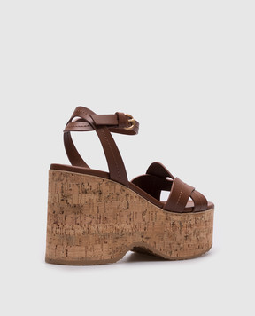Gianvito Rossi Коричневі шкіряні босоніжки G3248545SUG