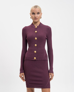 Balmain Фіолетовий кардиган в рубчик FF0KL191KJ15