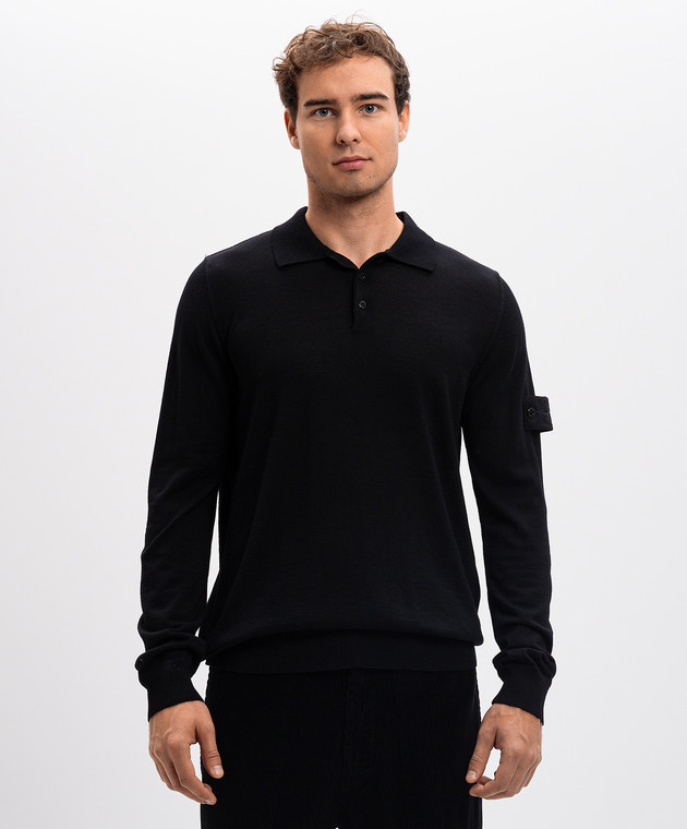 Stone Island Черное поло со съемным патчем логотипа 8115571FC изображение 3