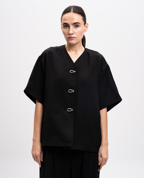 Jil Sander Чорний кардиган з шовком J02BN0213J65005