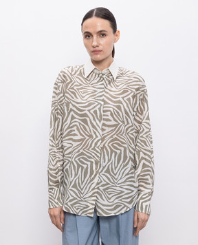 Brunello Cucinelli Сорочка кольору хакі в принт MQ996RA406