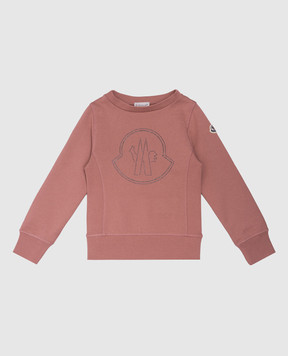 Moncler ENFANT Детский розовый свитшот с логотипом эмблемы из кристаллов J29548G00021899PS810