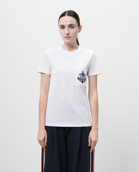Max Mara Біла футболка ACACIA з монограмою логотипа з кристалами ACACIA