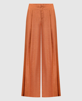 Twinset Оранжевые брюки палаццо в брендовый узор 241TT2246