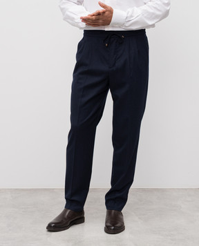 Brunello Cucinelli Синие брюки из шерсти ME226E1710