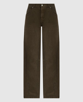 Brunello Cucinelli Джинси кольору хакі з люрексом MP176P5922