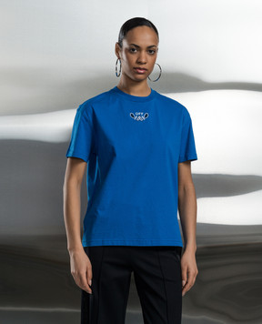 Off-White Синя футболка з вишивкою OWAA089S24JER003
