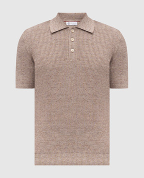 Brunello Cucinelli Коричневое поло с льном M2L707715