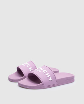 Givenchy Фіолетові слайдери з фактурним принтом логотипа BE3076E2C4