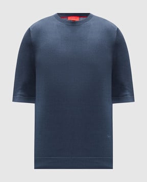 ISAIA Синій джемпер із шовку з вишивкою емблеми MG8260Y0470