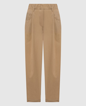Brunello Cucinelli Бежевые брюки с цепочкой мониль M0H93P8907