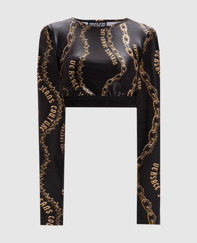 Versace Jeans Couture Черный укороченный топ в принт Chain Couture 77HAH218JS417