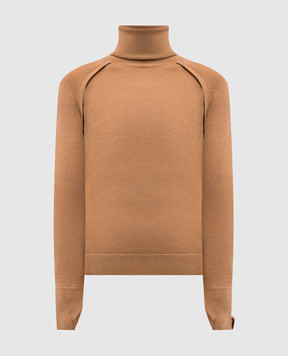 Victoria Beckham Коричневий гольф з вовни з нашивкою емблеми 1325KTP006541A