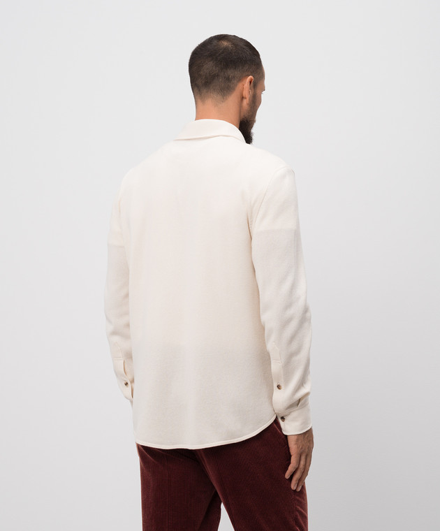 Brunello Cucinelli Белая рубашка из шерсти, кашемира и шелка M3600276 изображение 4