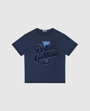 Dolce&Gabbana Детская синяя футболка с логотипом L4JTHVG7OJ146