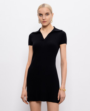 Balenciaga Чорна сукня з вовни в рубчик 828094T1737