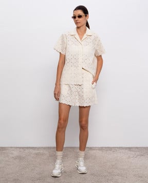 Moncler Бежева сорочка з коротким рукавом з вишивкою K10932F00012598IP