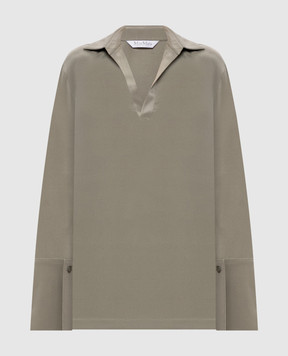 Max Mara Зелена блуза DOVER із шовку з розрізами DOVER