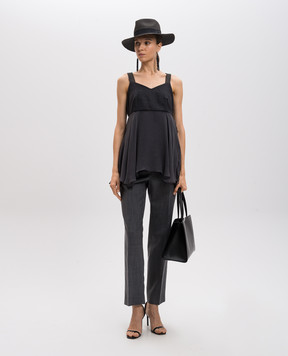 Brunello Cucinelli Серый топ из шерсти и шелка с цепочкой мониль MA053V4400